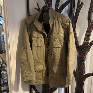 Men's XXL L.L. Bean tan Sherpa lined utility field jacket